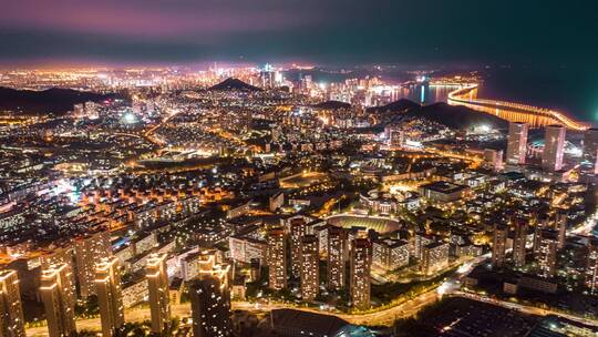 大连海事大学夜景航拍延时