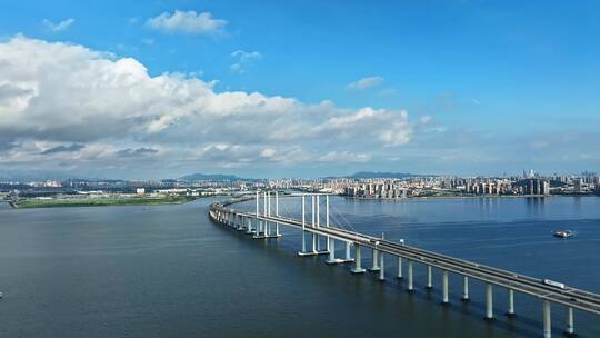 青岛跨海大桥航拍城市视频素材模板下载