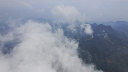 高空航拍俯视云雾山川自然风景