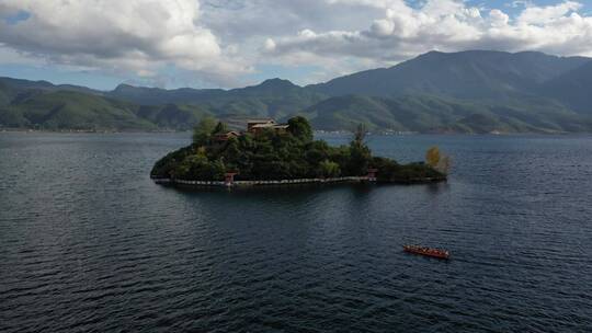 四川凉山州泸沽湖自然风光航拍