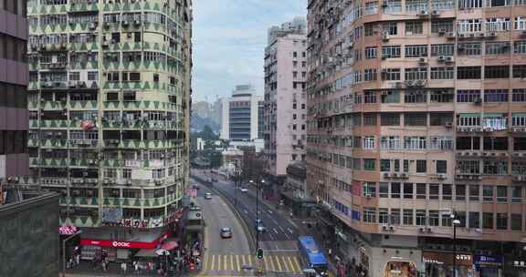 香港油尖旺区油麻地佐墩道航拍