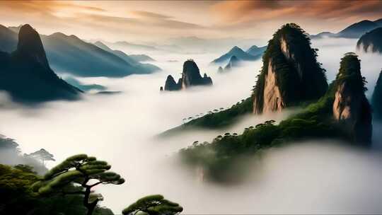 中国风山脉云雾仙境