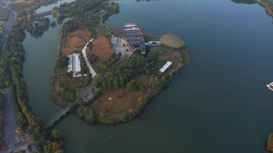 航拍杭州萧山湘湖景区