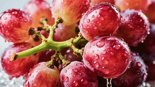 带水珠的新鲜红葡萄特写