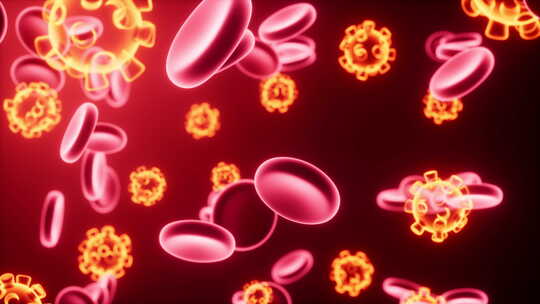 病毒与红细胞医疗生物概念动画