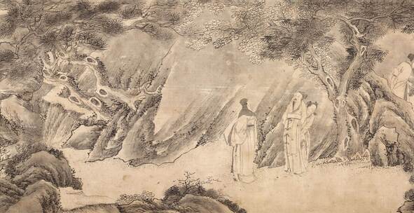 明代钱贡绘王羲之兰亭雅集纸本墨笔图卷