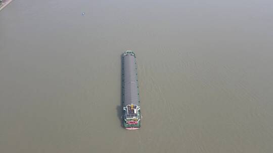 航拍长江水运货船视频素材模板下载
