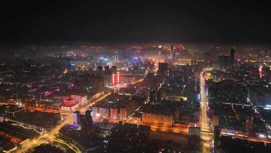 辽宁 沈阳 城市 夜景 灯光 车流 航拍视频素材模板下载