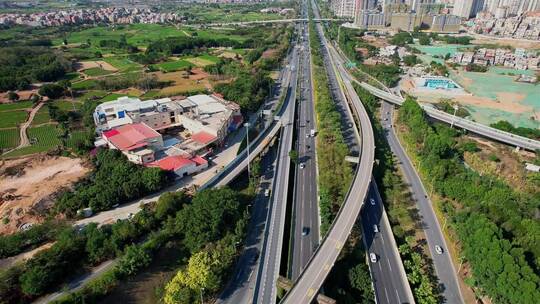 厦门航拍城市道路交通景观