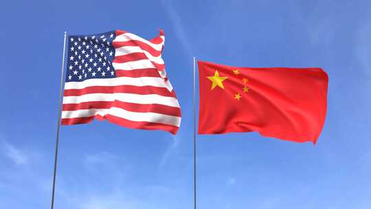 美国和中国国旗和平友好视频素材模板下载