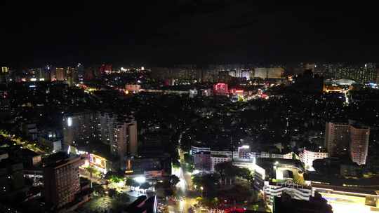 广西玉林夜景玉林城市建设航拍