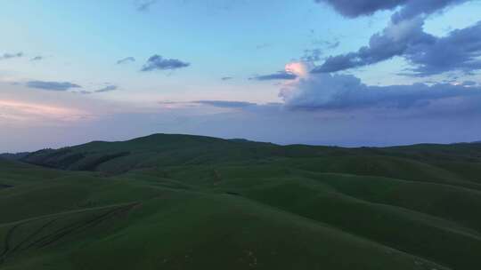 航拍中国新疆夏季山脉草原景观