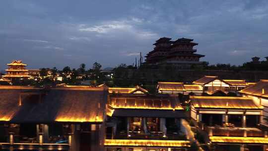 绵阳梓潼七曲山古韵建筑夜景