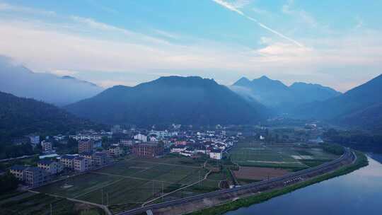 杭州富阳山区的美丽乡村航拍