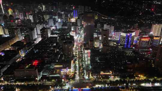 甘肃兰州城市夜景交通航拍