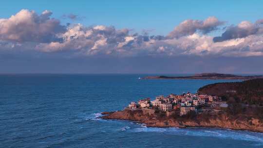 海岛落日浪漫氛围感小镇