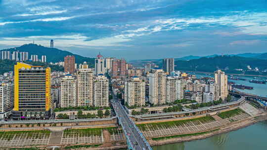 梧州河东城区日转夜延时视频