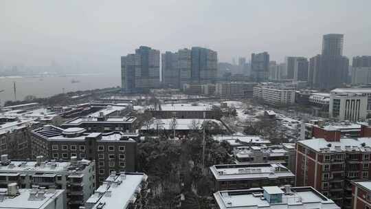 武汉武昌农民运动讲习所雪景航拍