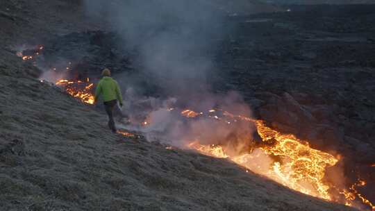 火山，熔岩，火山，冰岛