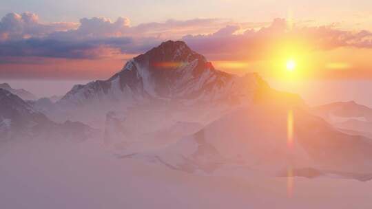 唯美雪山 雪山日出