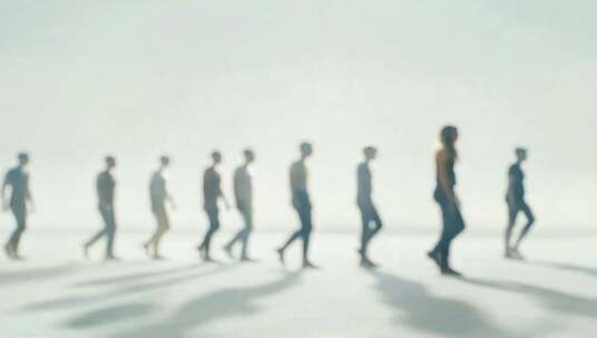 人群行走模糊光影素材