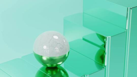 球形在方形几何体上滚动视频素材模板下载