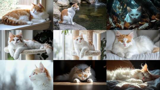 灵动优雅土耳其梵猫小猫猫咪的日常高清在线视频素材下载