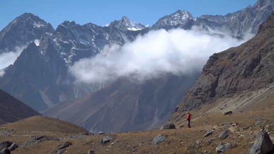 喜马拉雅山的游客