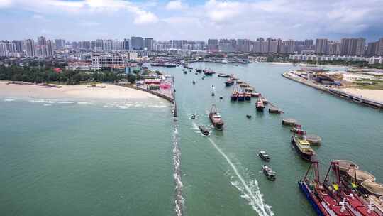 2023北海侨港电建码头开海航拍延时视频素材模板下载