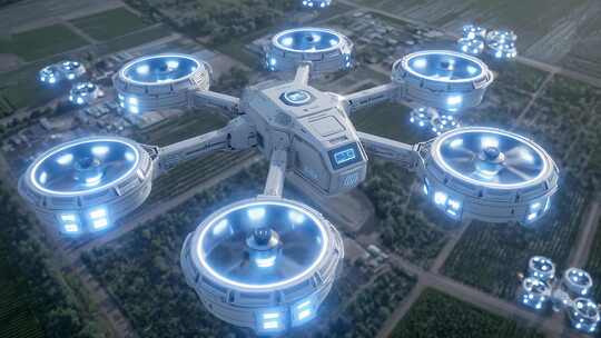 未来科技无人机群空中巡航