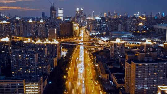 上海徐汇区夜景延时航拍视频素材模板下载