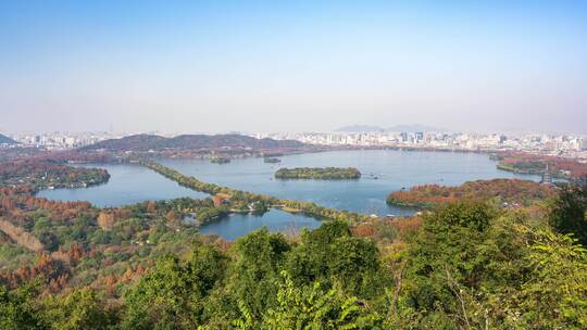 杭州西湖秋天全景延时