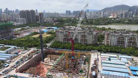 深圳滨海大道超级总部基地建筑工地航拍