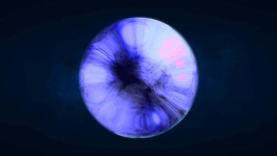 蓝色半透明玻璃能量魔法圆球液体等离子球。