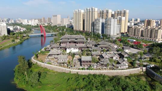 湖北咸宁永安阁风景区航拍