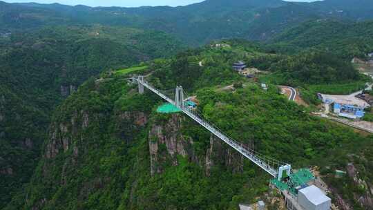 航拍浙江台州市天台山风景区大瀑布琼台景区