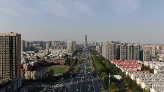 航拍 城市 拥堵 交通 车辆 行驶 郑州