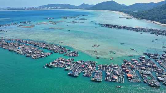 海南陵水疍家鱼排玻璃海海湾玻璃海航拍