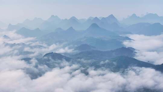 航拍桂林山水云雾