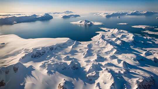 雪山湖泊高空俯瞰全景