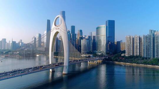 广州猎德大桥周边建筑群4k航拍视频素材