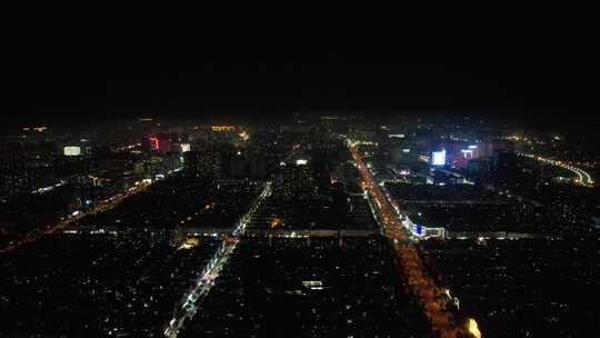 河北衡水城市夜景灯光航拍