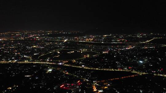 泉州市区夜景航拍500米高空泉州城市大景