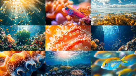 海底世界阳光透过海面水下摄影