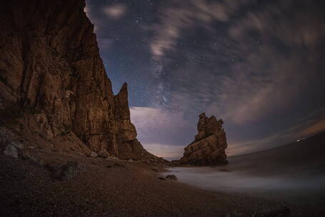 辽宁大连旅顺夏季银河星轨大气星空风景