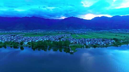 大理洱海双廊夕阳夜景