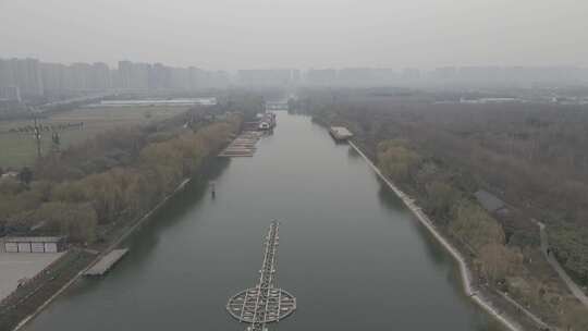 陕西西安航拍景点汉湖风景区唯美大气复古