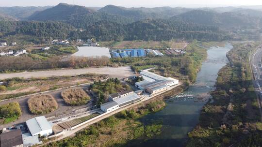 航拍湖北宜昌西陵区乡村建设