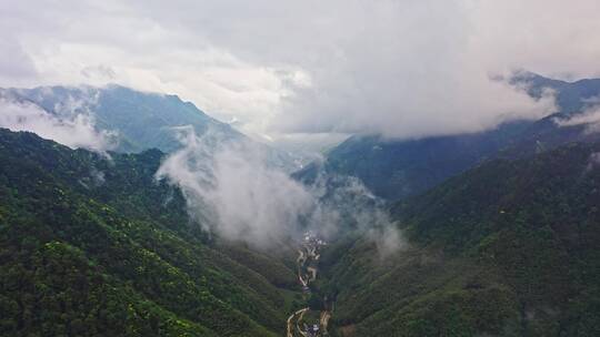 大山山脉山涧云雾蒸气前进