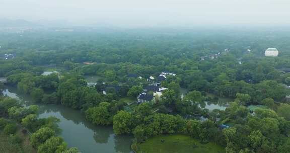 杭州西溪湿地公园夏天风光航拍